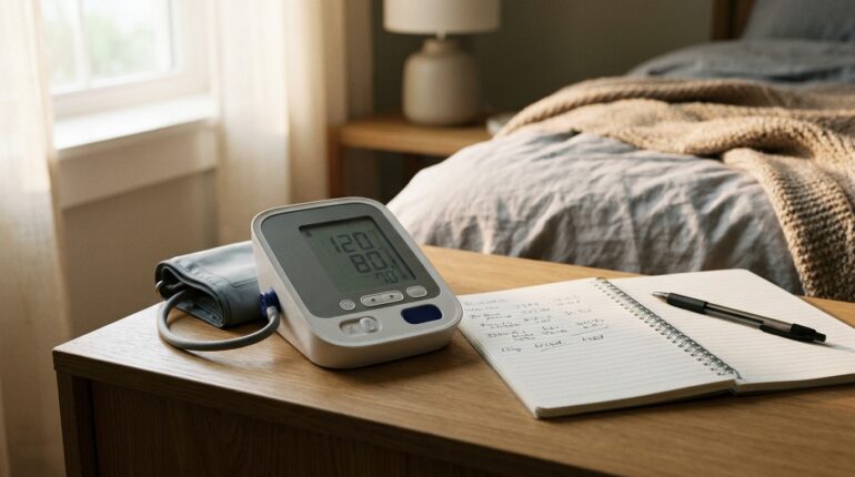 Digital blood pressure monitor with a home readings log notebook