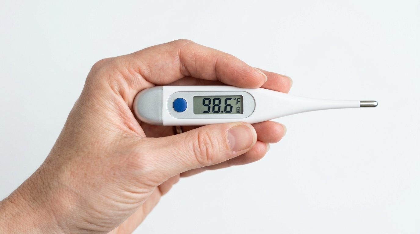 Digital thermometer showing an accurate temperature reading
