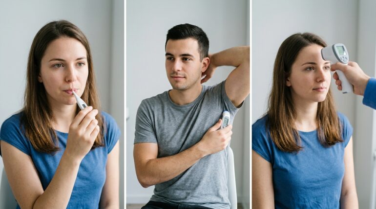 Oral, underarm, and forehead thermometer methods compared