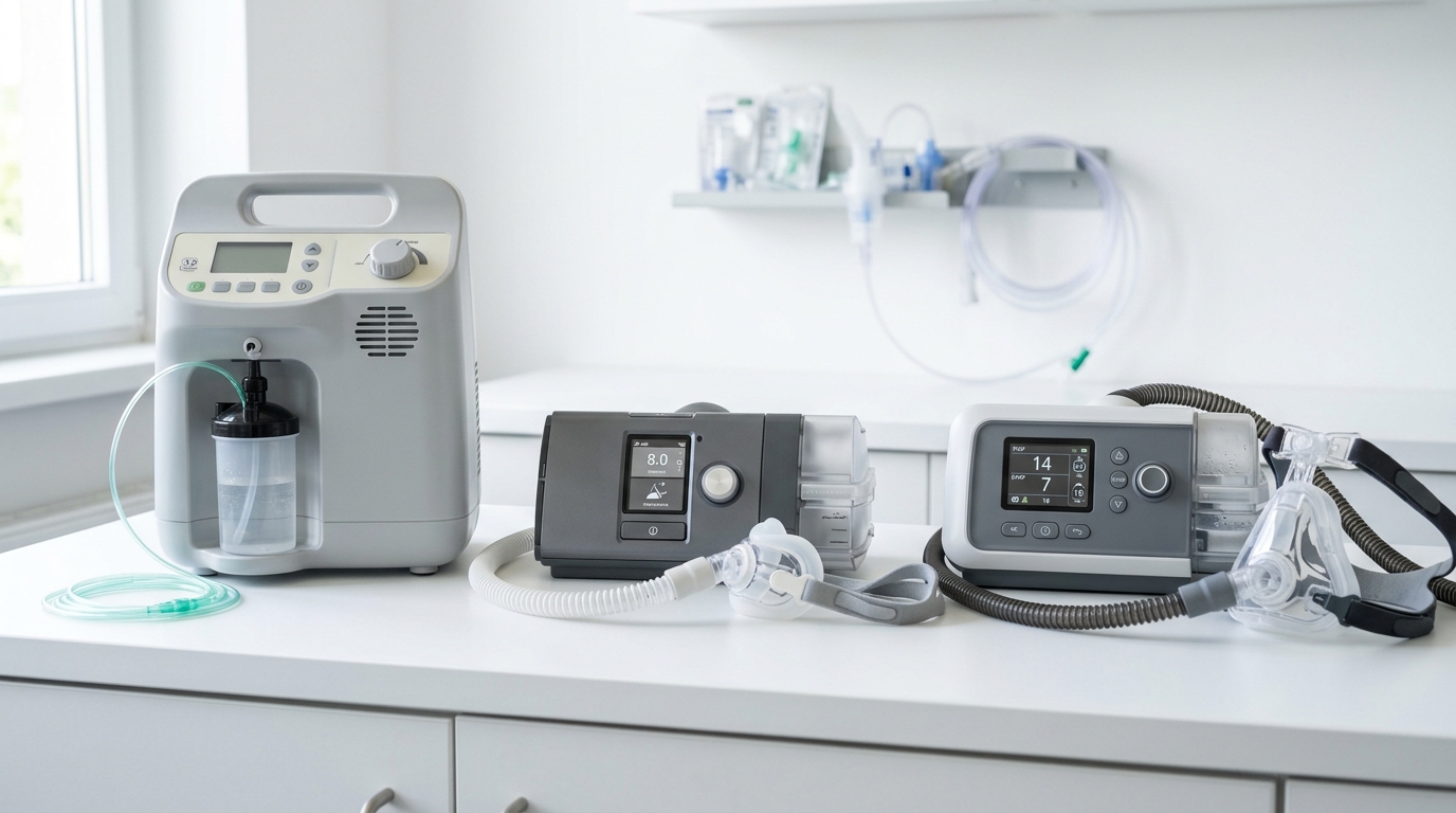 Oxygen concentrator, CPAP, and BiPAP machines compared side by side