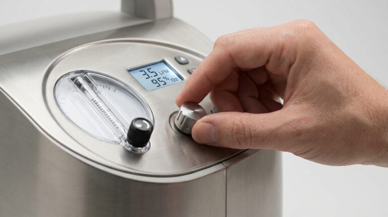 Oxygen concentrator flow rate dial and control panel