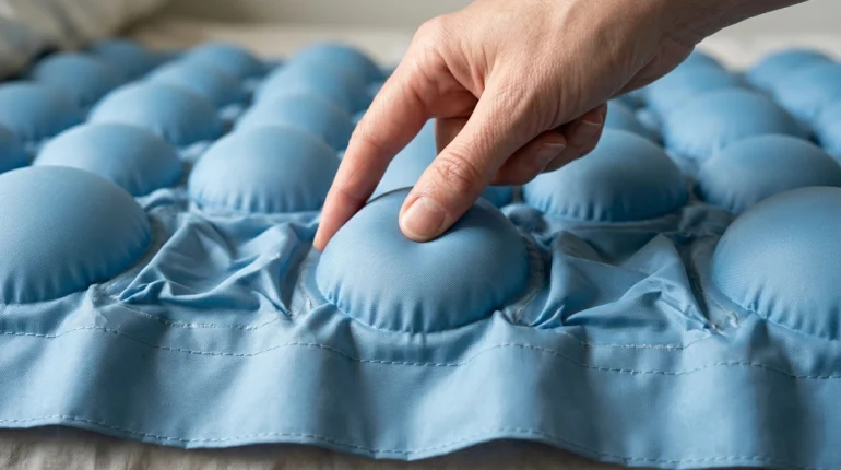 Alternating inflated and deflated air cells on a ripple mattress