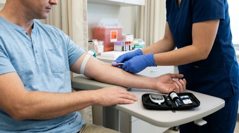 Comparing a home glucometer reading with a laboratory blood test