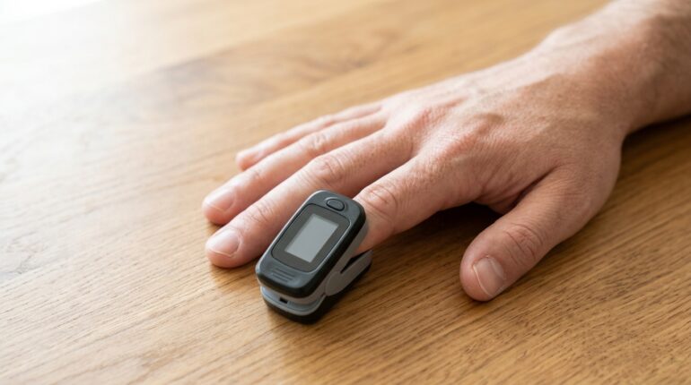 Correct still hand position for an accurate pulse oximeter reading