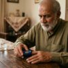 Pulse oximeter showing no reading on a patient’s finger at home