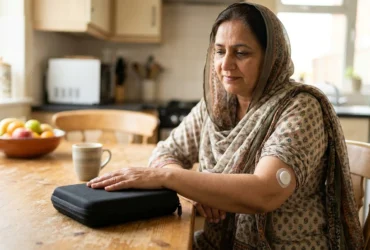 Continuous glucose monitor sensor on the arm compared with a finger-prick glucometer kit