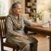 Correct seated posture for using a digital BP apparatus at home