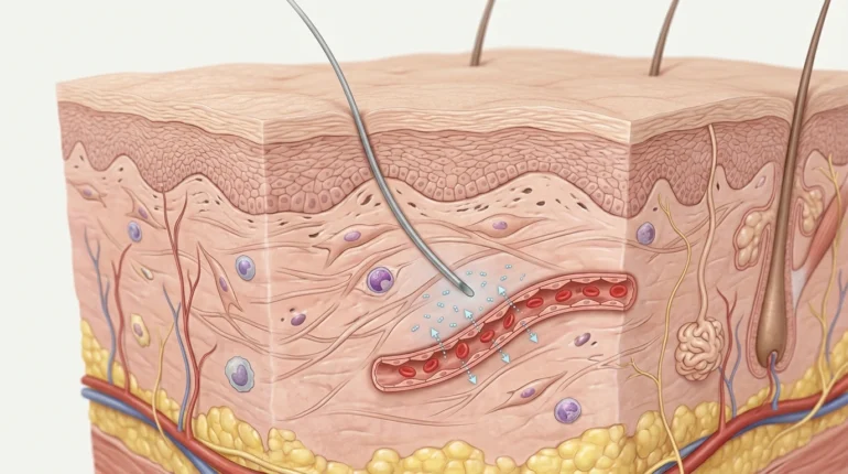 How a CGM sensor measures glucose in the fluid under the skin rather than in blood