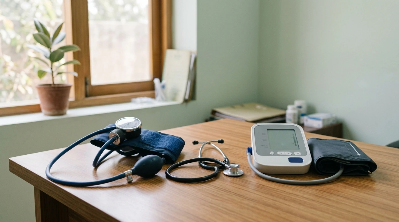 Manual aneroid BP apparatus and digital blood pressure monitor compared side by side