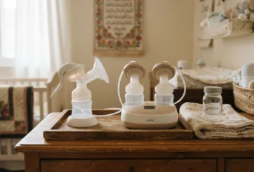 Manual breast pump and electric breast pump compared side by side